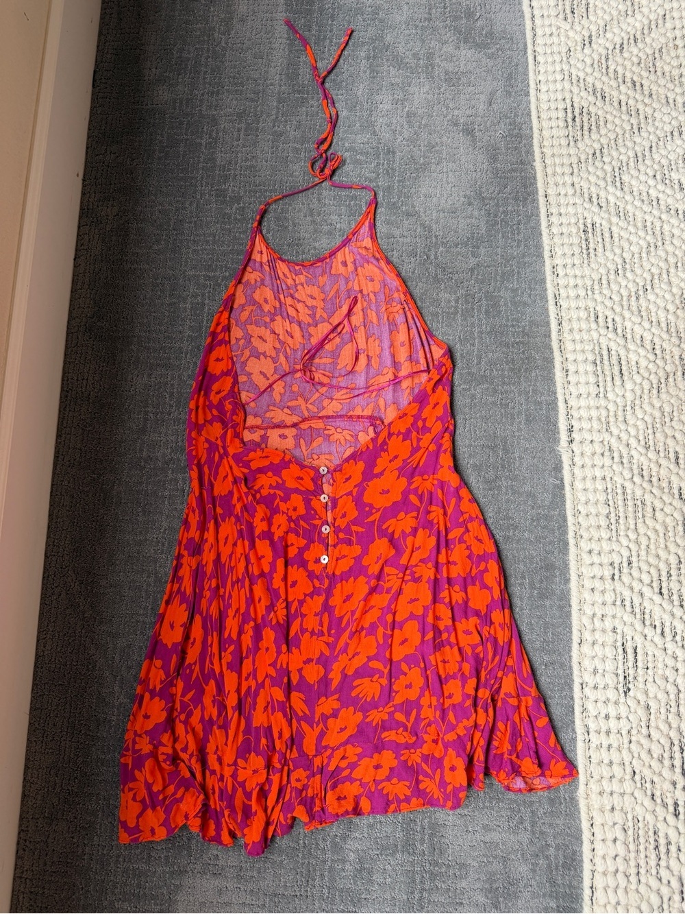 Free People Pink and Orange Floral Halter Sundress - Picture 2 of 5